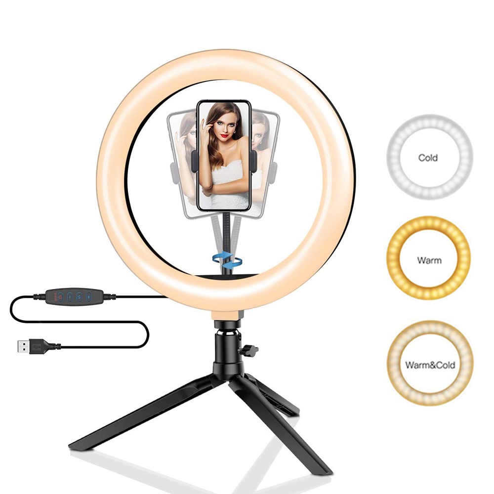 Photography Lighting Set Up - Anneau lumineux Led pour Selfie, 26cm,