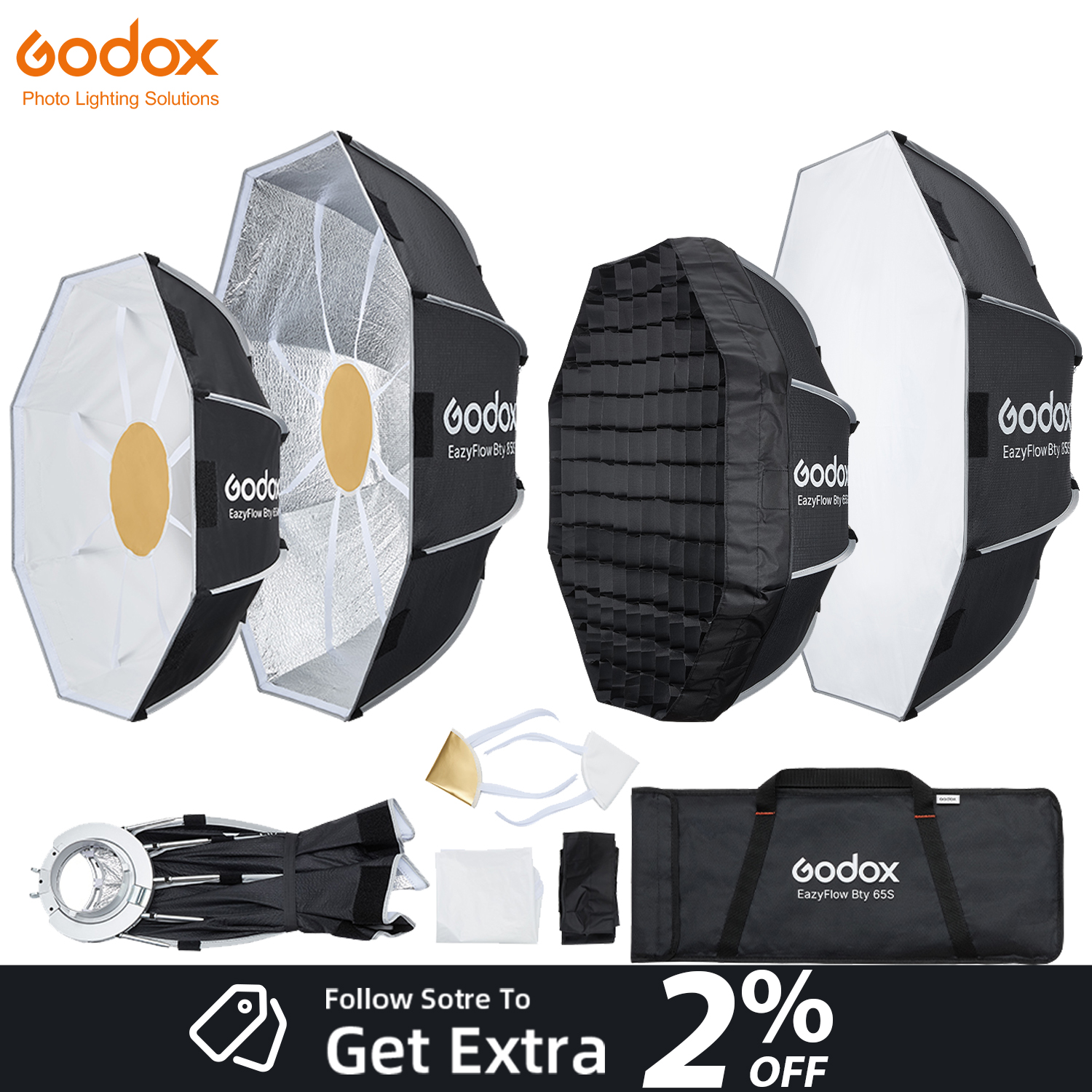 Photography Lighting Flash - Nouveau Godox EazyFlow Beauty Dish 65/85cm,