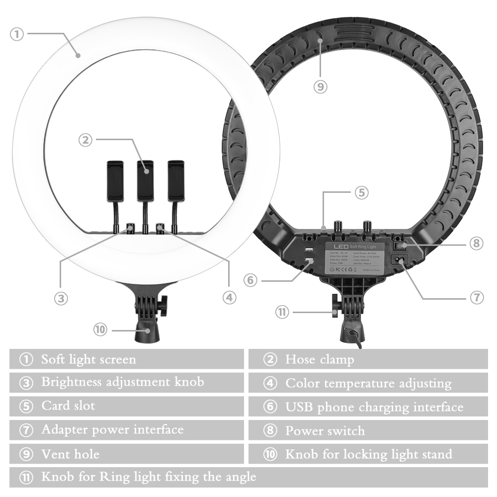 Anneau lumineux LED SH 18 pouc - Photography Lighting Set Up avis et prix