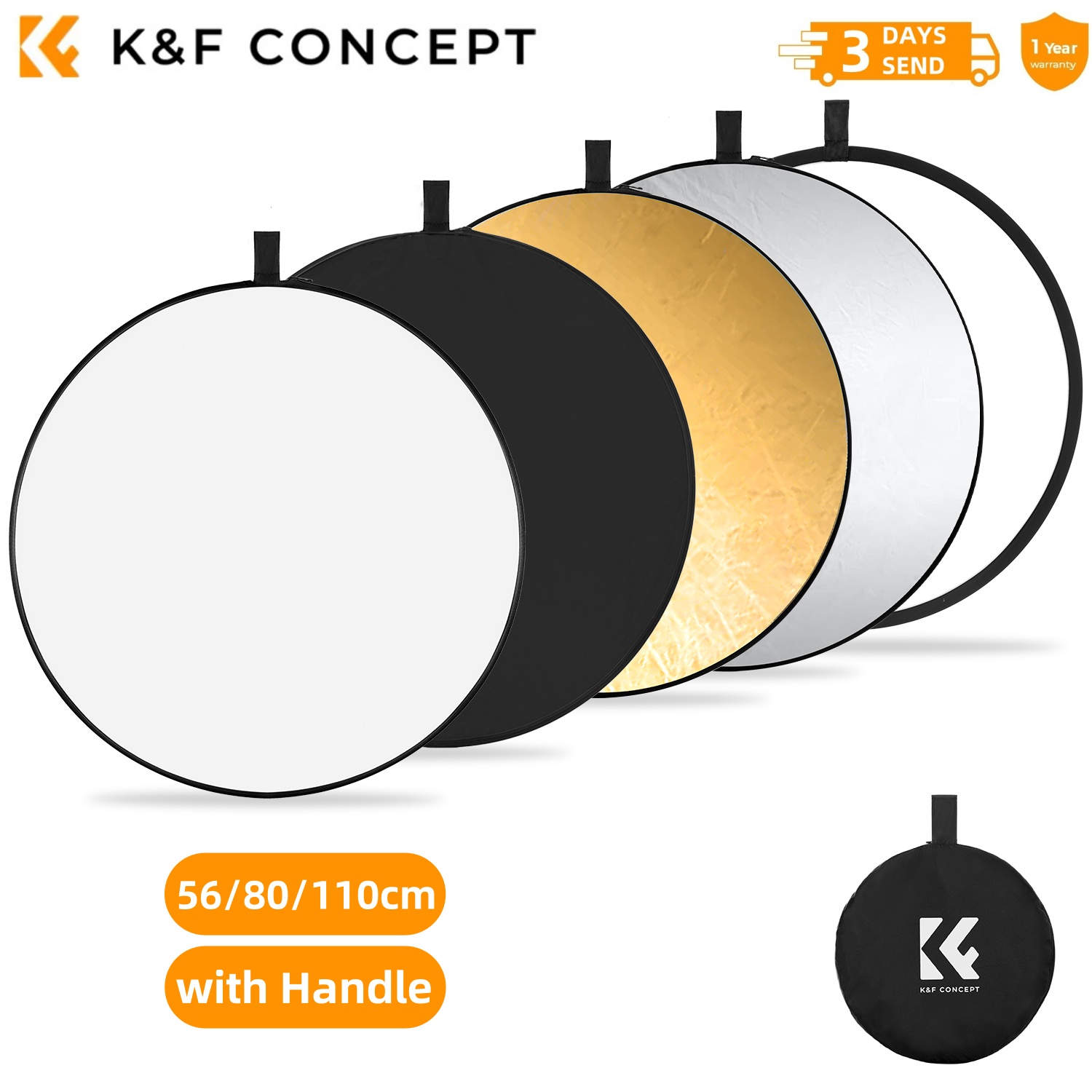 K&F CONCEPT 56/80/110cm 5-en-1 - Photography Lighting Reflectors avis et prix