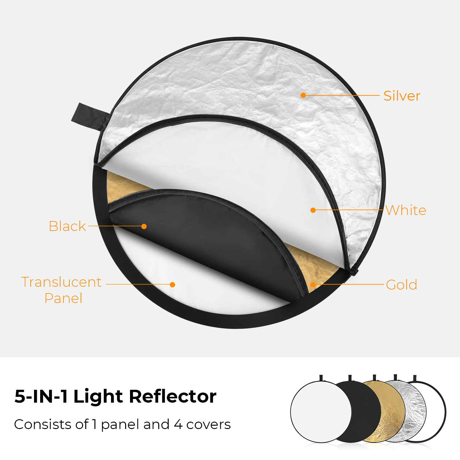K&F CONCEPT 56/80/110cm 5-en-1 - Photography Lighting Reflectors avis et prix