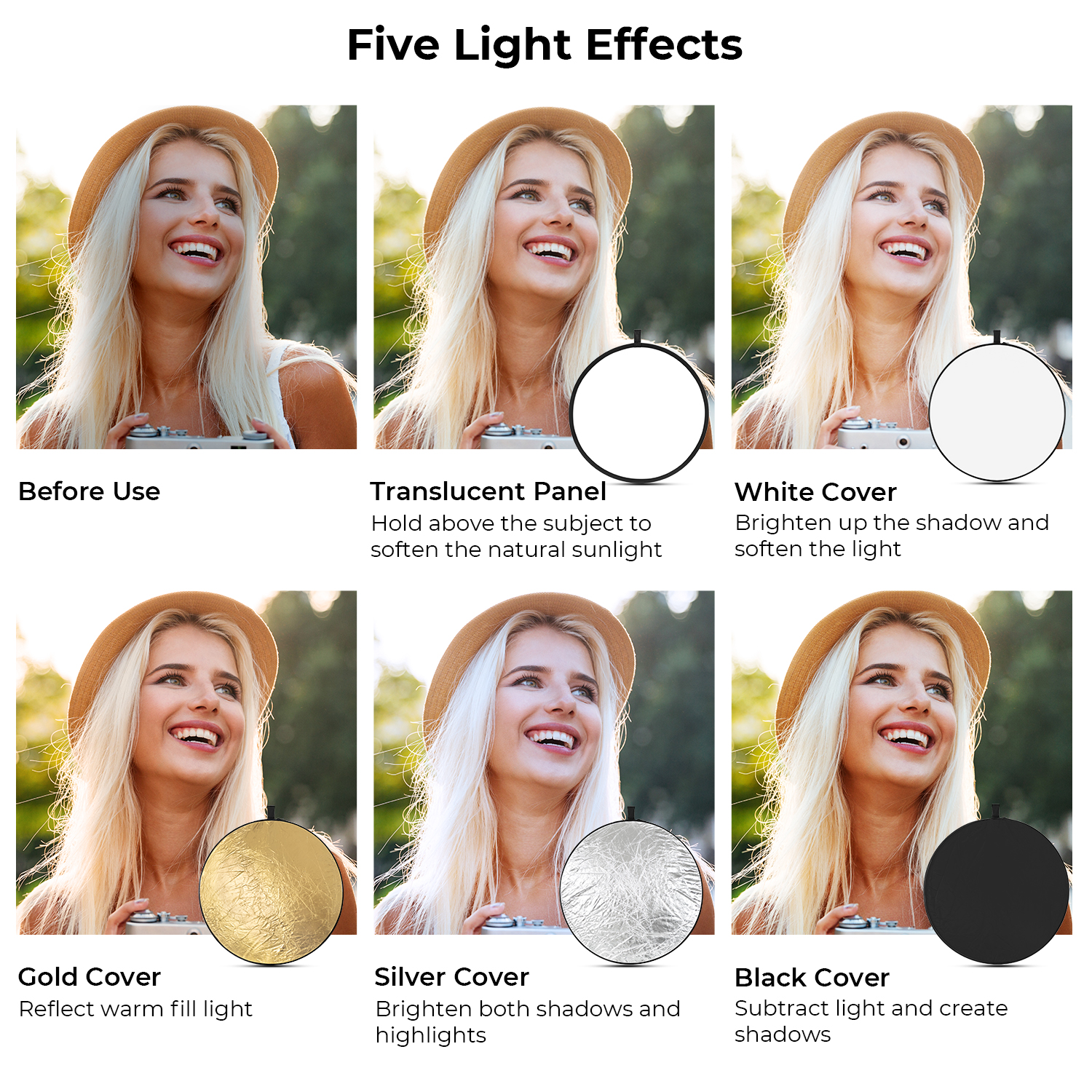 K&F CONCEPT 56/80/110cm 5-en-1 - Photography Lighting Reflectors avis et prix
