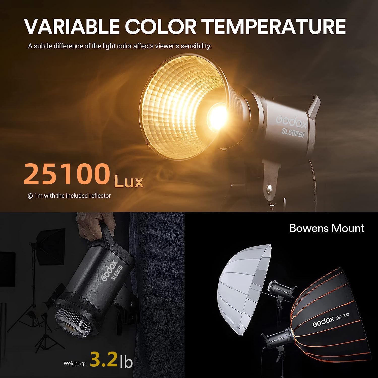 Godox SL60IID SL60IIBi 75W Lum - Photography Lighting Godox avis et prix