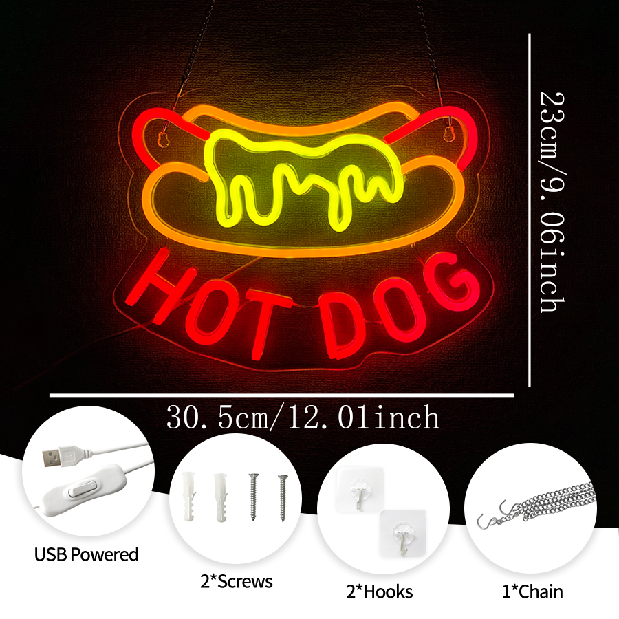 Enseigne néon LED Hot Dog USB  - Photography Lighting For Food avis et prix