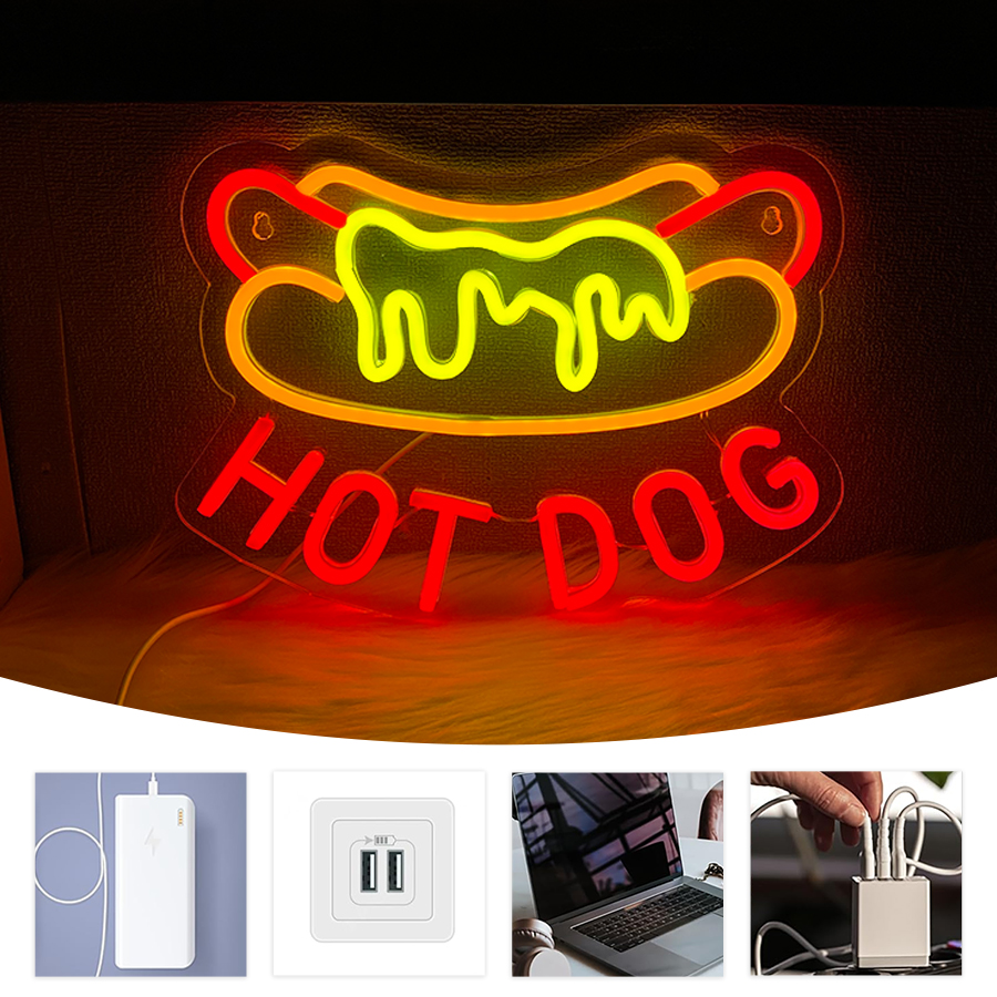 Enseigne néon LED Hot Dog USB  - Photography Lighting For Food avis et prix
